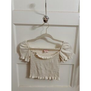 Lisa Says Gah Sophie Top in Ivory Size Small